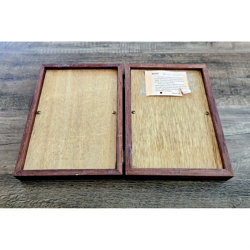 VTG Handcrafted Blood Wood Hinged Double 4x6 Photo Frame By Steven B. Levine
